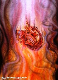 A picture of Satan being cast into the Lake of Fire.