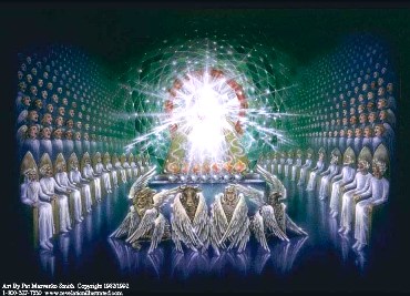 A picture of twenty-four elders on twenty-four thrones in Heaven.